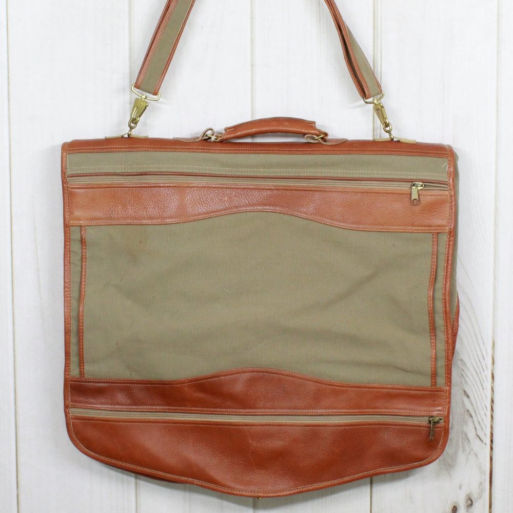 LL BEAN Brown Canvas Garment Travel Bag - Picture 4 of 12
